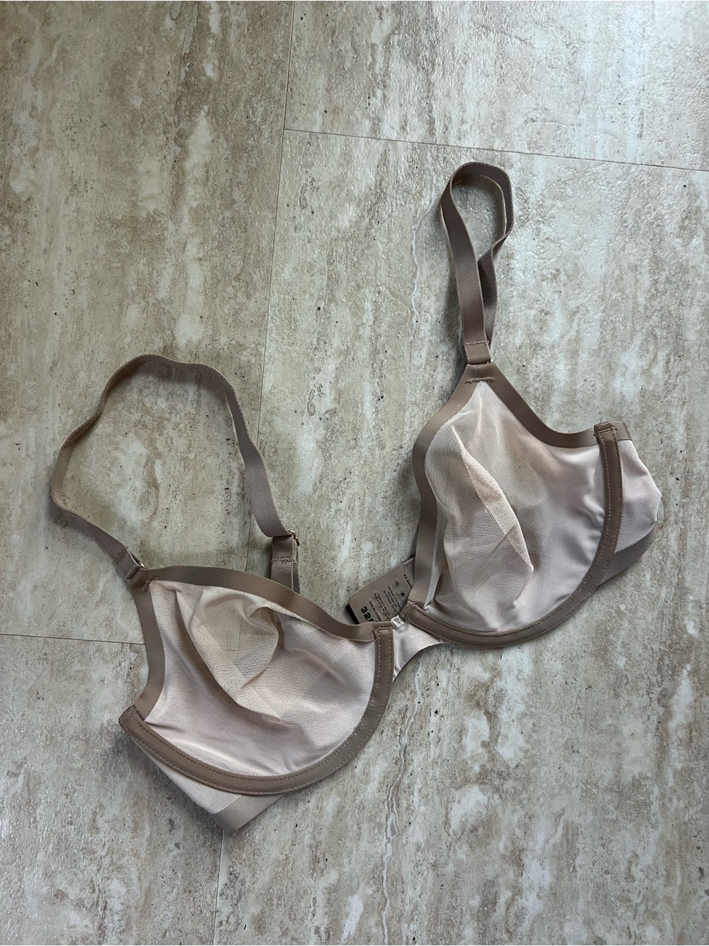 CUUP The Plunge See Through Mesh 2 Tone Underwire Bra in Taupe 32D